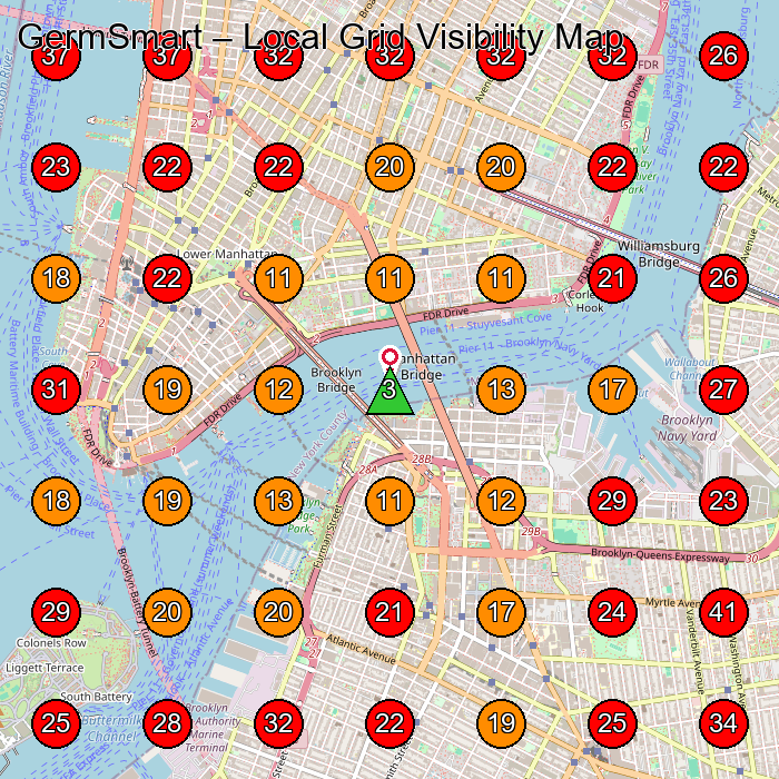 GermSmart GeoGrid visibility map for House Cleaning Service in Brooklyn
